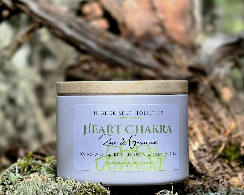 Reiki-Infused Heart Chakra Candle.