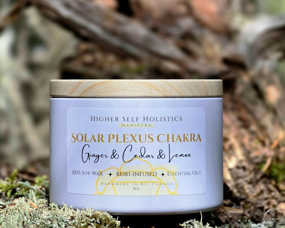 Reiki-Infused Solar Plexus Chakra Candle.
