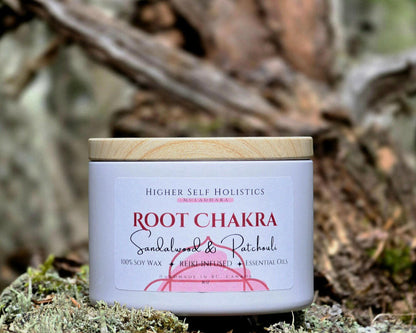 Reiki-Infused Root Chakra Candle.
