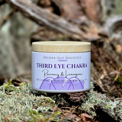 Reiki-Infused Third Eye Chakra Candle.