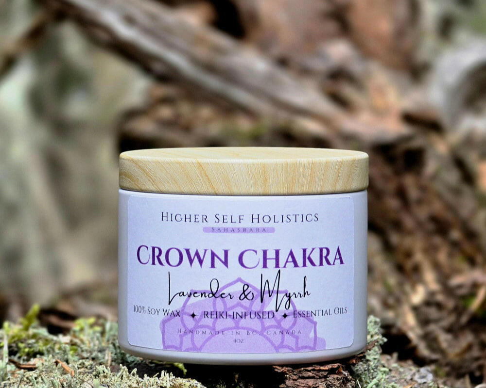 Reiki-Infused Crown Chakra Candle.