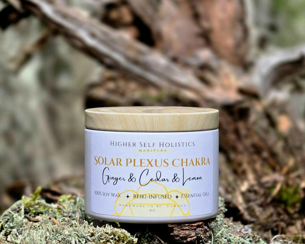 Reiki-Infused Solar Plexus Chakra Candle.