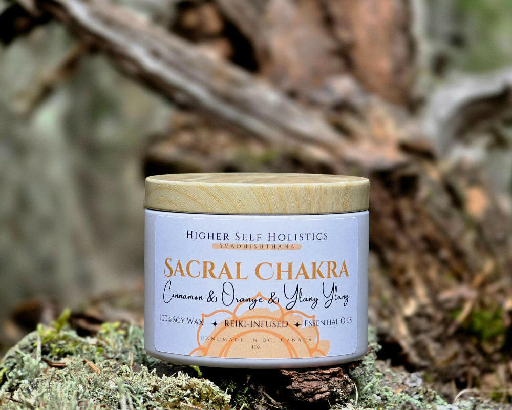 Reiki-Infused Sacral Chakra Candle.