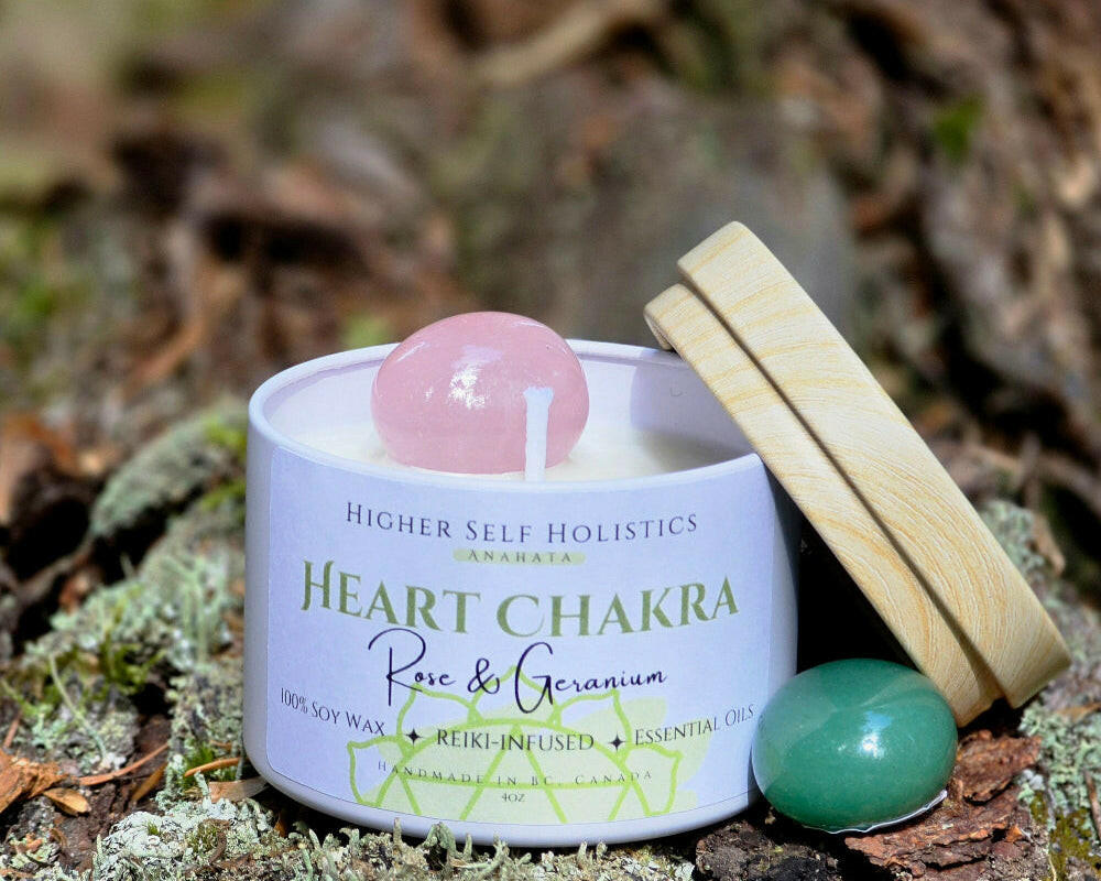 Reiki-Infused Heart Chakra Candle.