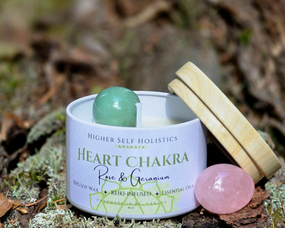 Reiki-Infused Heart Chakra Candle.