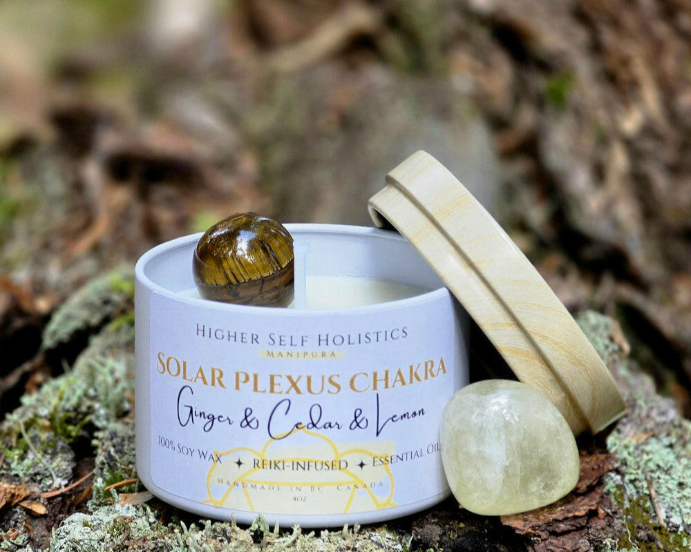 Reiki-Infused Solar Plexus Chakra Candle.