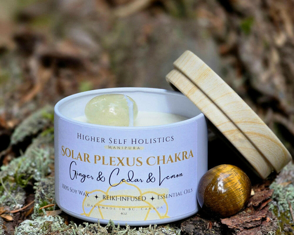 Reiki-Infused Solar Plexus Chakra Candle.