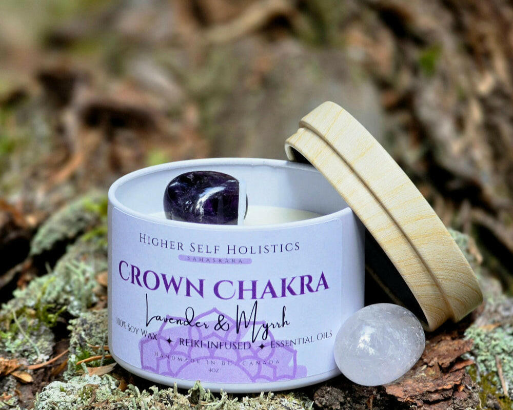 Reiki-Infused Crown Chakra Candle.