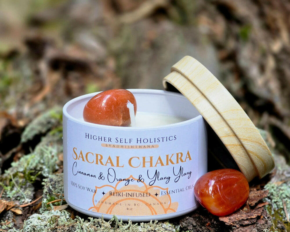 Reiki-Infused Sacral Chakra Candle.