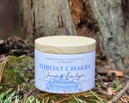 Reiki-Infused Throat Chakra Candle.
