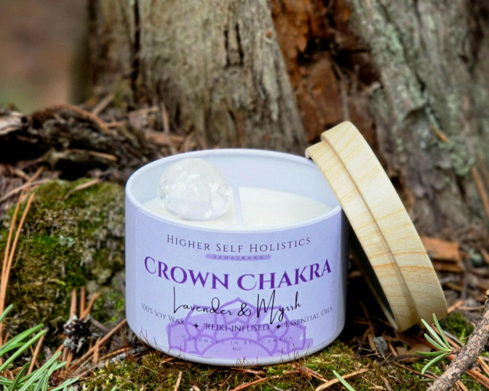 Reiki-Infused Crown Chakra Candle.