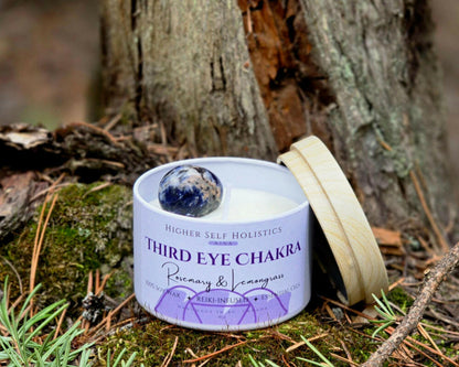 Reiki-Infused Third Eye Chakra Candle.
