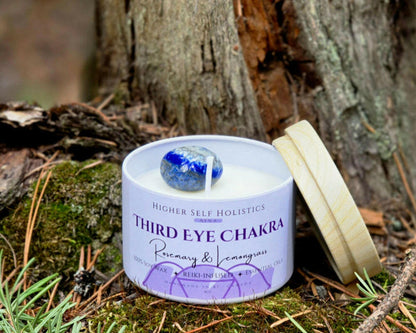 Reiki-Infused Third Eye Chakra Candle.
