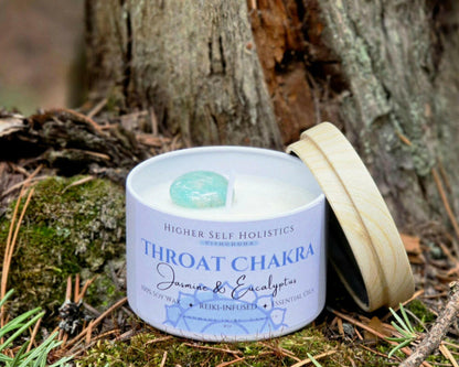 Reiki-Infused Throat Chakra Candle.