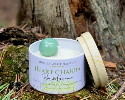 Reiki-Infused Heart Chakra Candle.