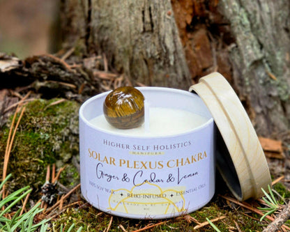 Reiki-Infused Solar Plexus Chakra Candle.
