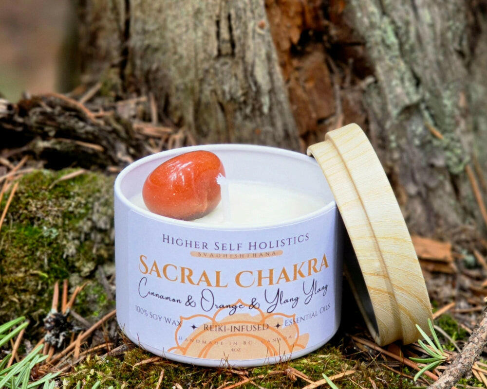 Reiki-Infused Sacral Chakra Candle.