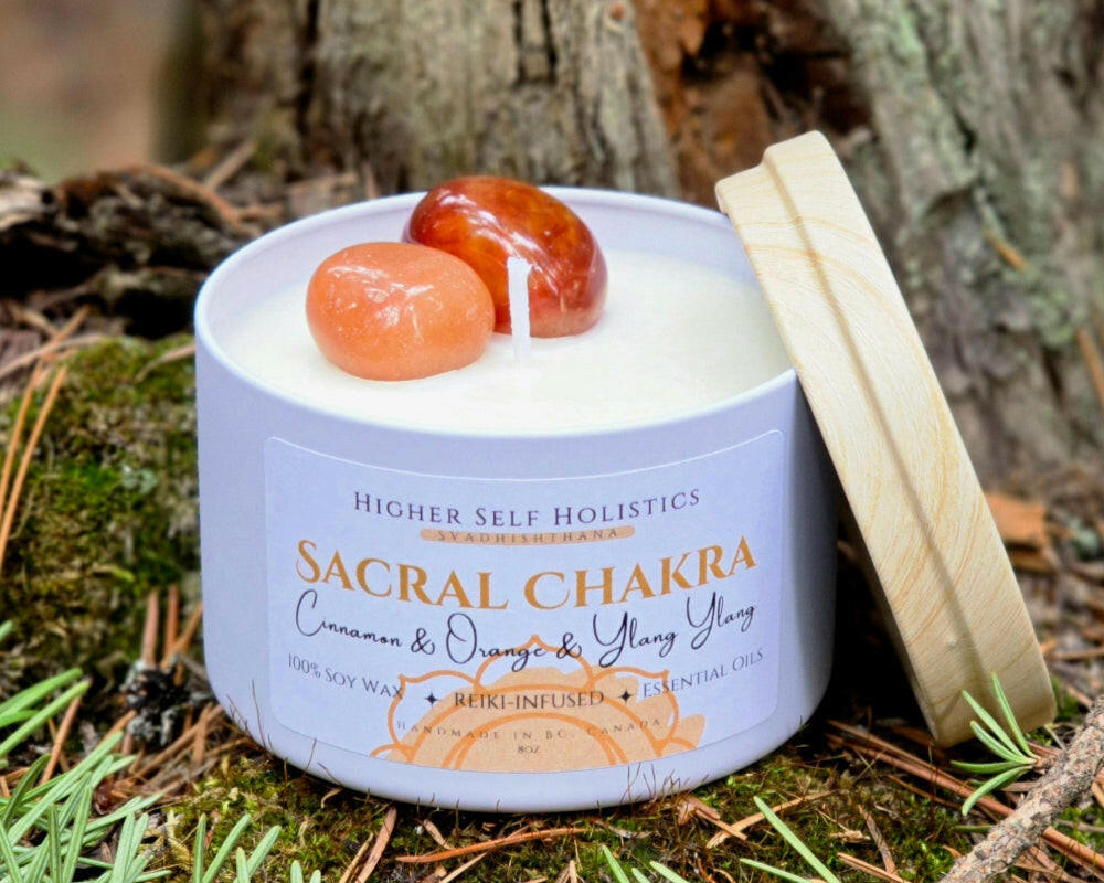 Reiki-Infused Sacral Chakra Candle.