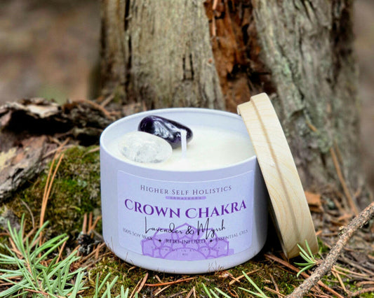 Reiki-Infused Crown Chakra Candle.