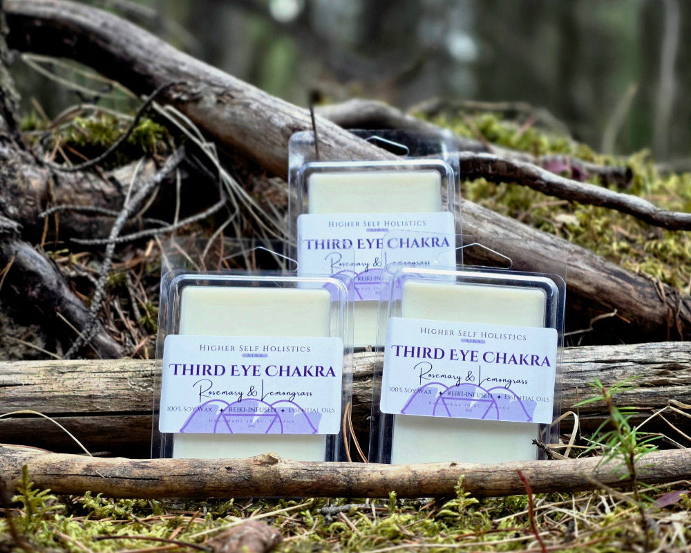 Reiki-Infused Third Eye Chakra Wax Melts.