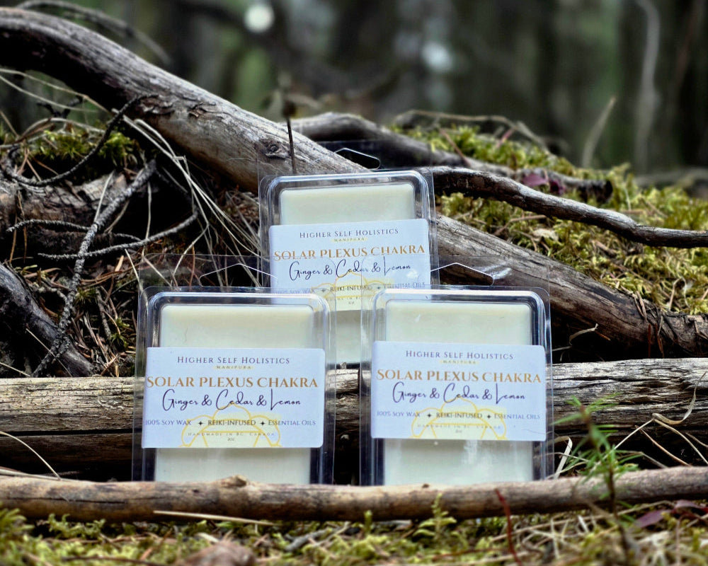 Reiki-Infused Solar Plexus Chakra Wax Melts.
