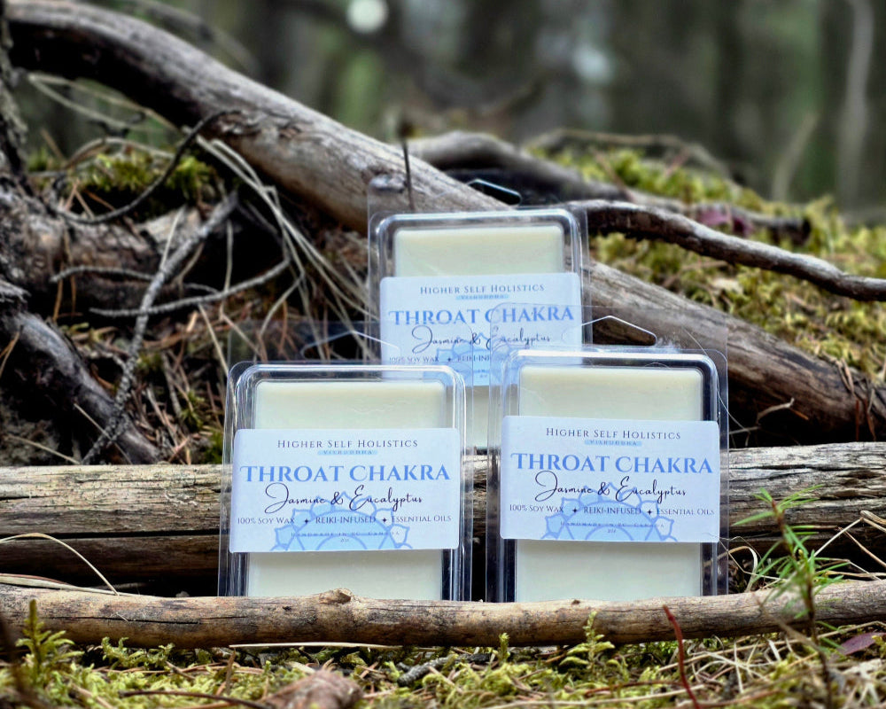 Reiki-Infused Throat Chakra Wax Melts.