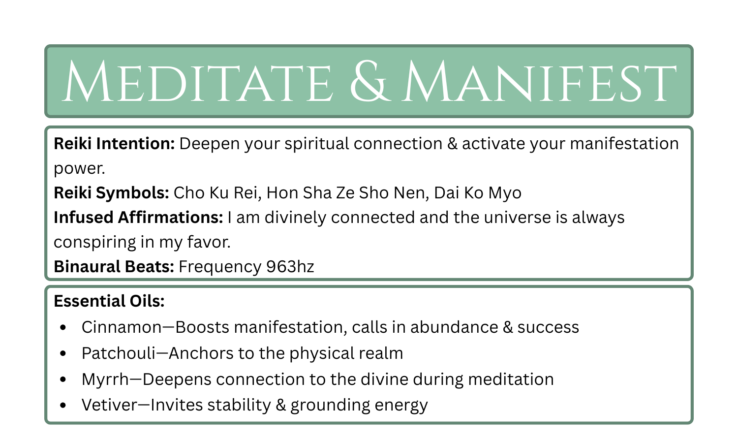 Meditate & Manifest Aromatherapy Spray.