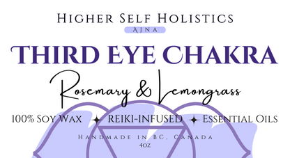 Reiki-Infused Third Eye Chakra Candle.